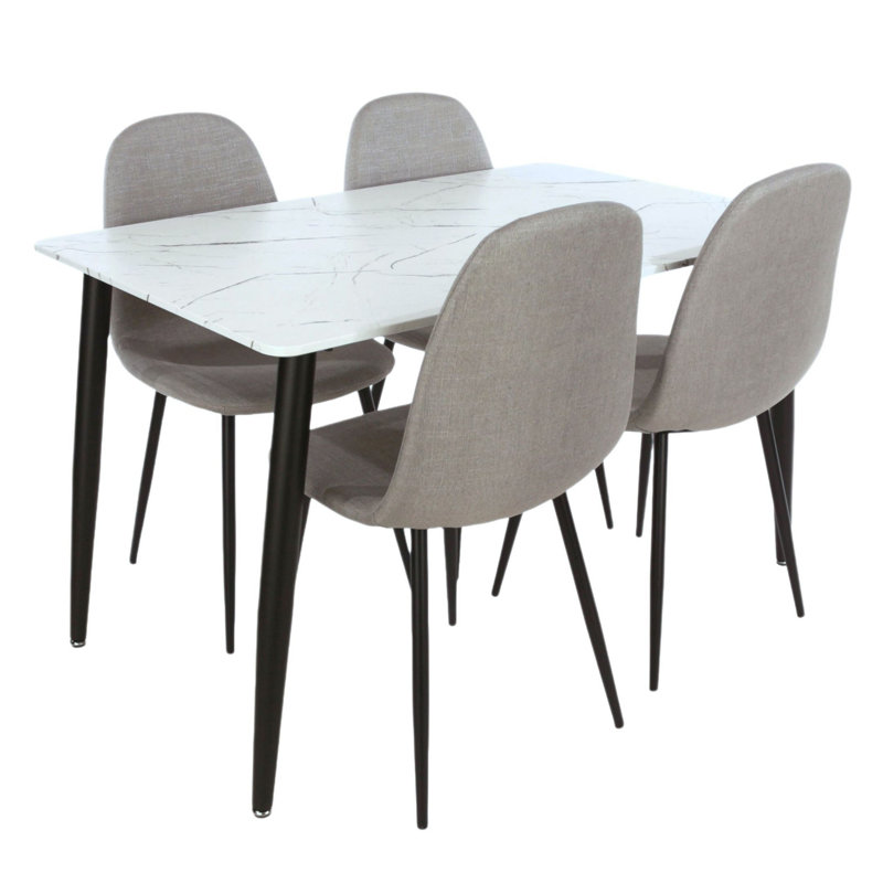 Holmen table and 4 chair dining set, White, Grey