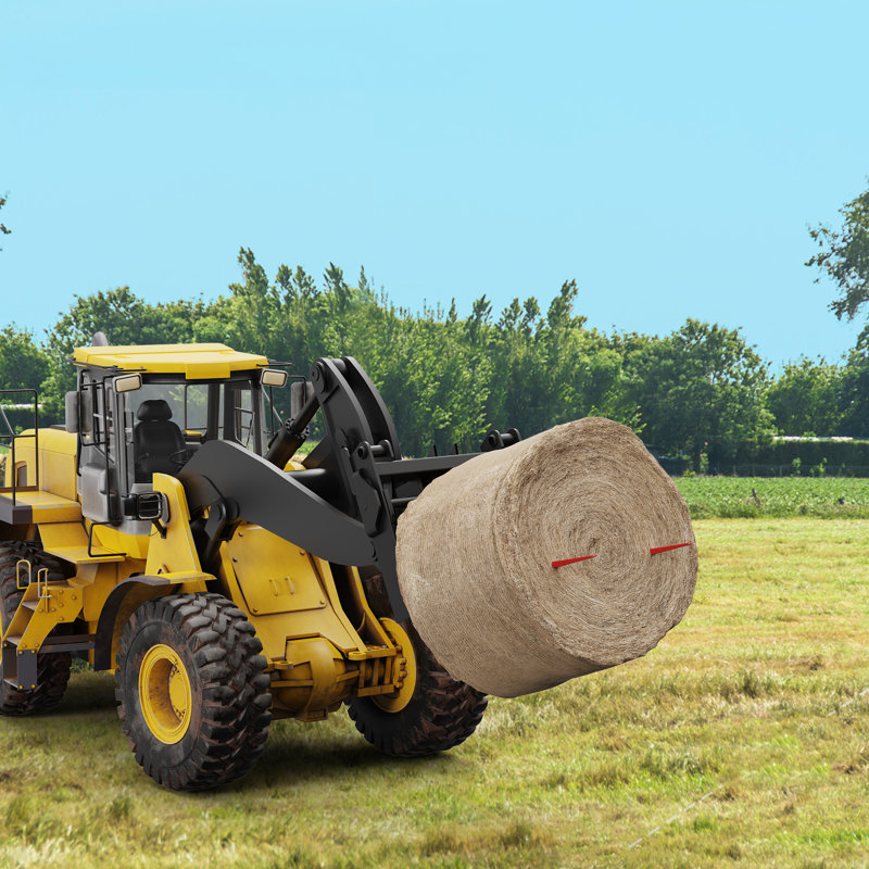 125cm Powder Coated Steel Hay Bale Spear with 2pcs 43cm Stabilizer Spears, Quick Attach Fit for Tractors & Loaders, 2041kg Load Capacity