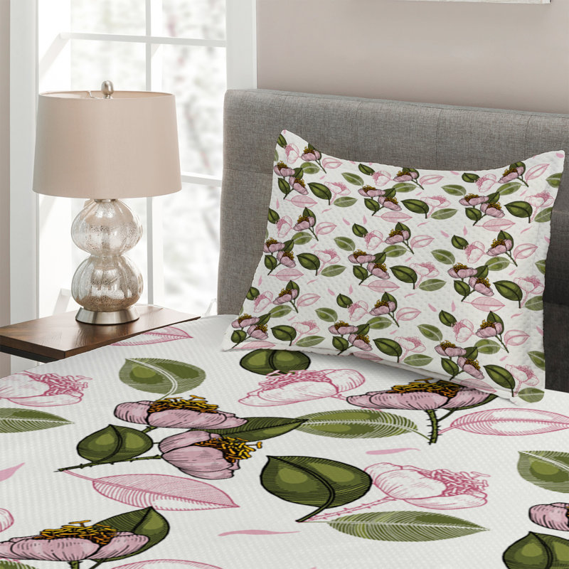 Bunny Polyester Floral Coverlet, Twin Bedspread + 1 Sham