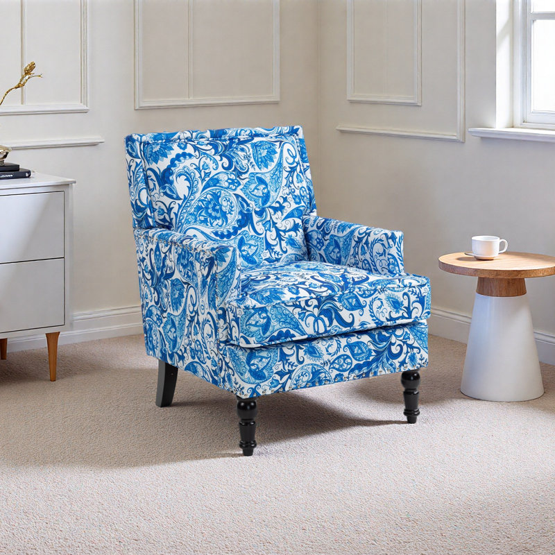Chaise d'appoint rembourrée, fauteuil rétro et garniture cloutée pour le salon