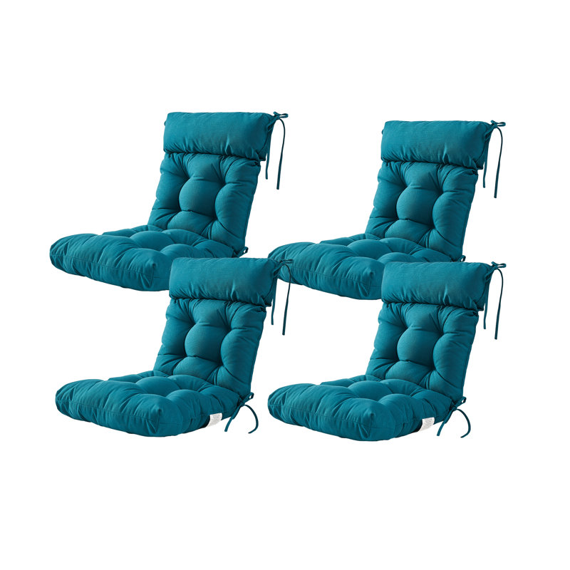 Outdoor/Indoor 3.5“ Dining Chair Seat Back Cushion, Peacock Polyester/Polyester Blend