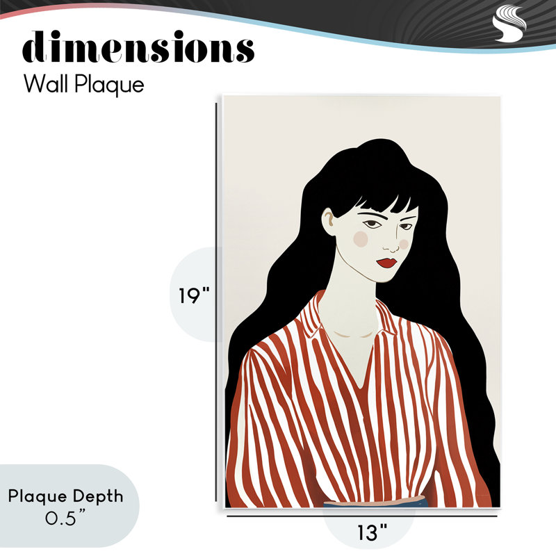 «Woman in Striped Blouse», plaque murale par Omar Escalante, 19 cm x 13 cm