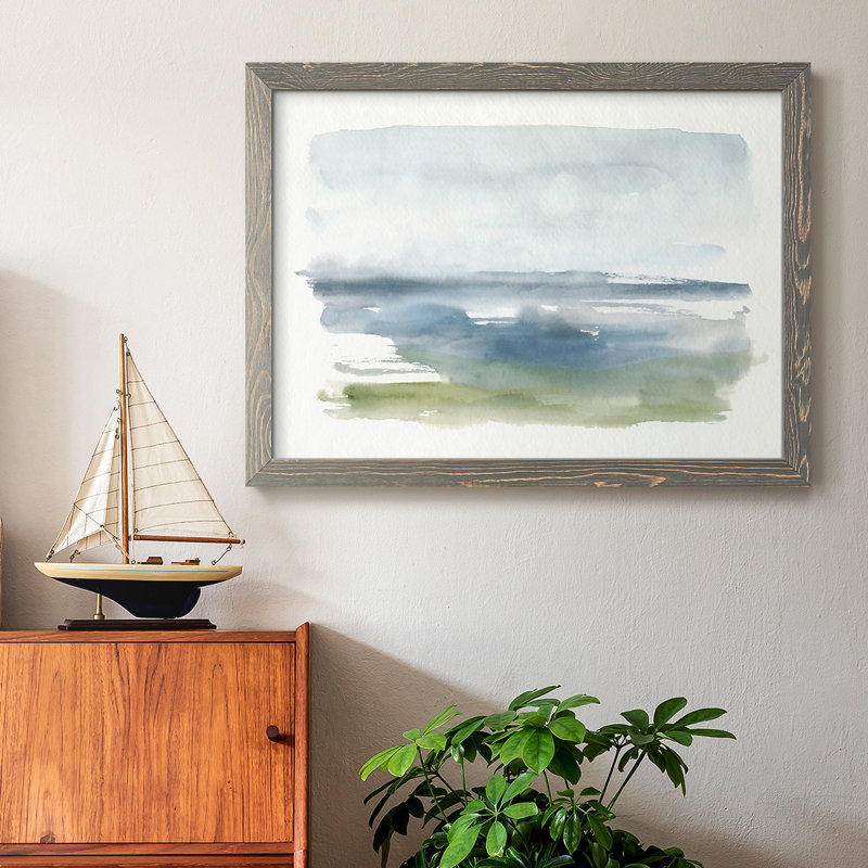 Coastline Splash IV - Toile tendue avec châssis rustique, Encadré gris, H 14 po x l 20 po x P 1,5 po