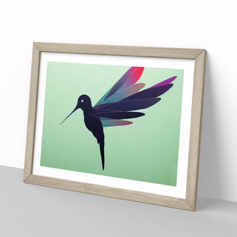 Luscious Hummingbird - Single Picture Frame Print, 46cm H x 64cm W x 2cm D, Oak
