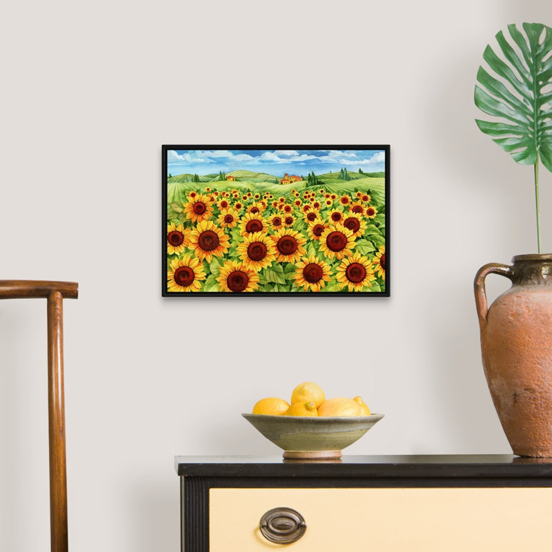 Art mural toile de tournesol, Cadre noir, H 18 po x l 12 po x P 1,75 po