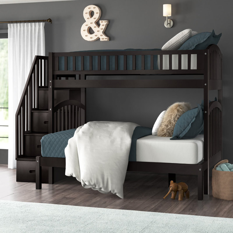 Lit superposé avec rangement Jaxson Kids, Simple sur double, Espresso