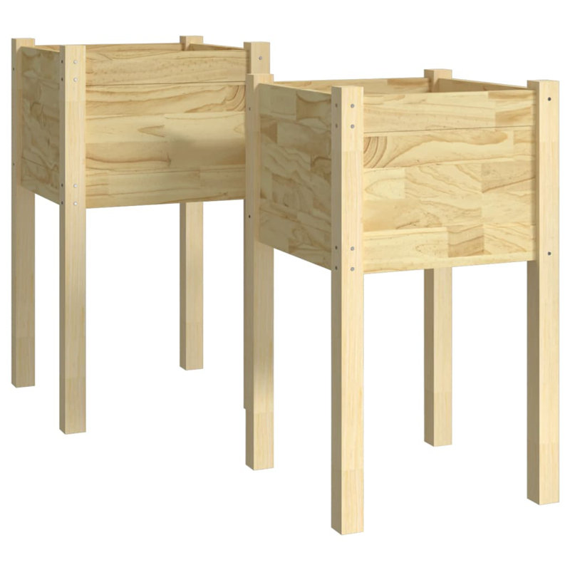 Alastar Wood Elevated Planter, Light Brown, 70cm H x 40cm W x 40cm D