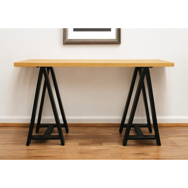 50" Natural and Black Solid Wood A Frame Console Table