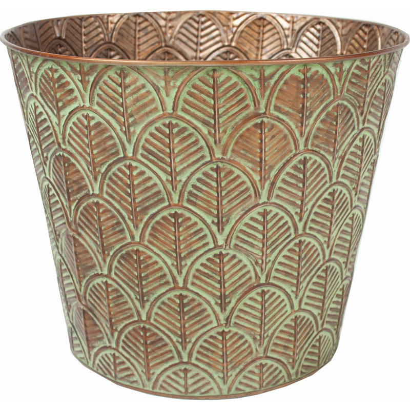 Pot de fleurs en métal Tamela, Vert / bronze, H 10 po x l 12 po x P 12 po