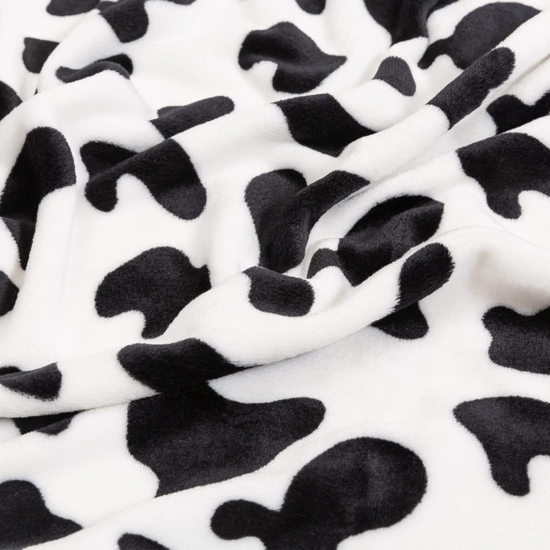 Cow Print Knitted Throw Blanket, 40" W x 60" L, White Cow Old