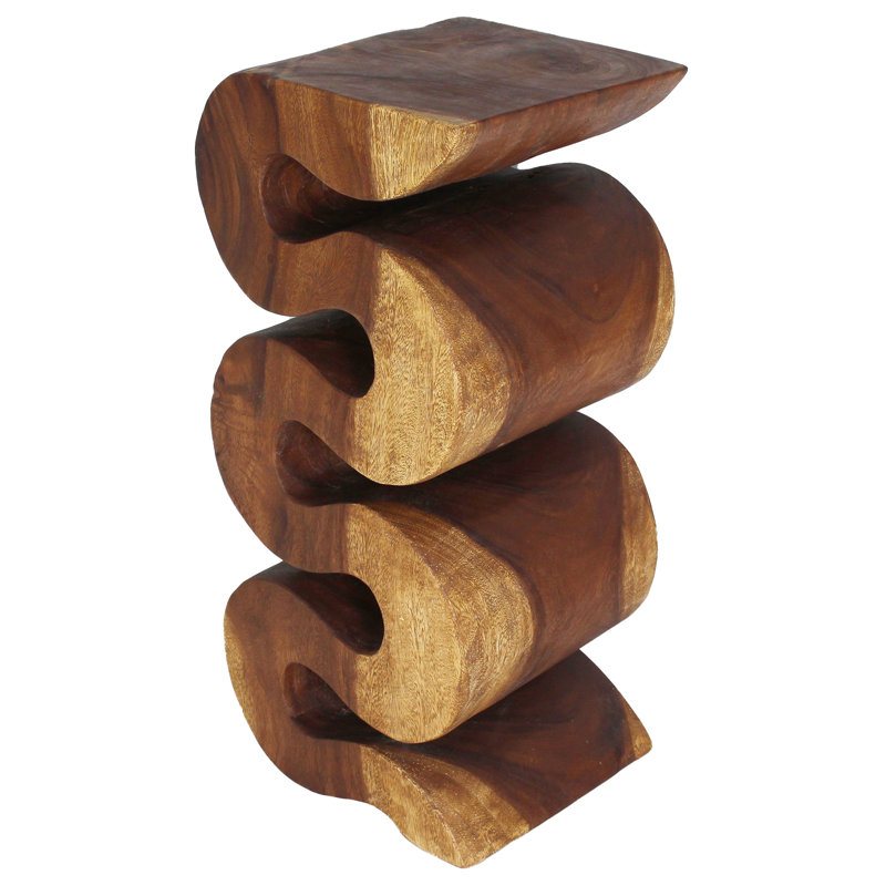 Raechell Solid Wood End Table, 30"H x 12"W x 14"D, Brown Wood