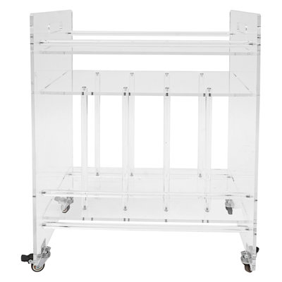 Record Player Stand Clear Acrylic 3-Tier Rolling Vinyl Storage Rack with Wheels
