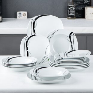 MALACASA Blance, 18-Piece Porcelain Dinnerware Set Dessert Plates