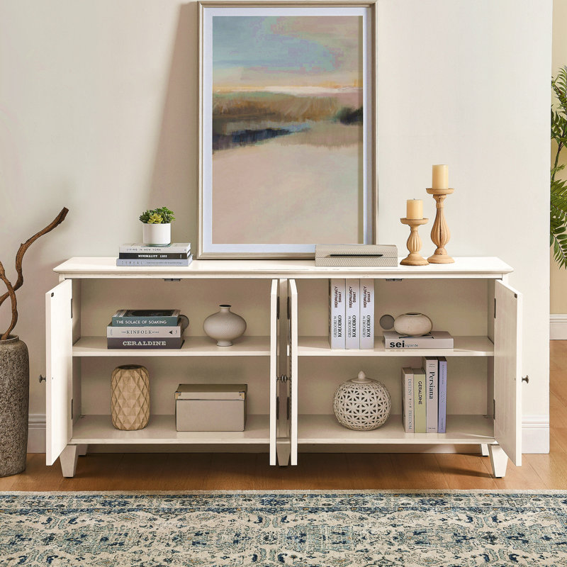 65.2" Sideboard Buffet Cabinet With Storage, Symmetrical Geometric Accent Coffee Bar Wine Bar Storage Cabinet, Large Console Table