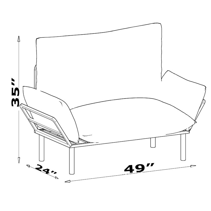 Causeuse bleue - petit espace - canapé futon pour le salon et la chambre à coucher. Pieds hauts faciles à nettoyer. Canapé avec accoudoirs Color Options Assemblage avec guide inclus. Aucun outil supplémentaire requis