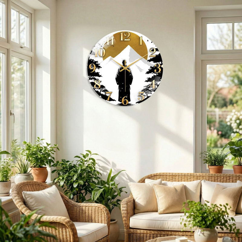 Horloge murale en verre Mountain, 40 x 40 cm (15,7 x 15,7 pouces)
