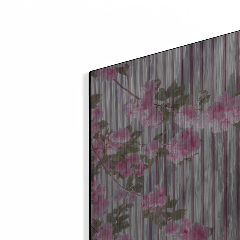 Art mural en métal luxueux «Pink Flowers On Stripes» par Life BeautifuLEE, 24 po x 24 po