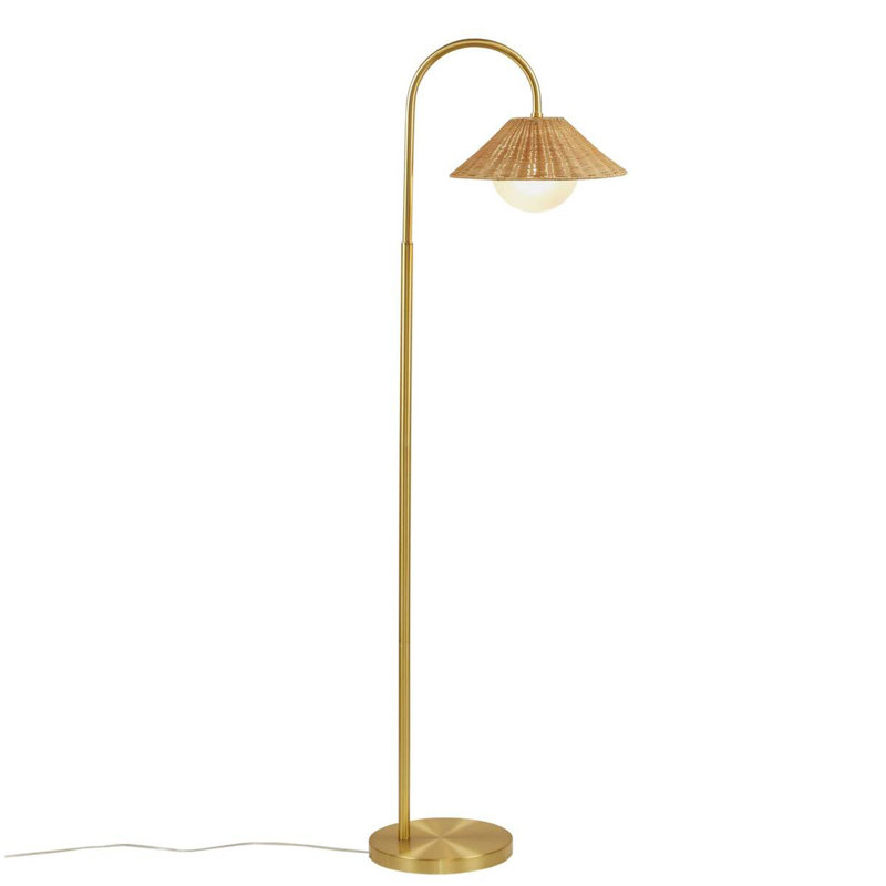 Lampe sur pied en rotin tissé or / naturel Voir ci-dessous