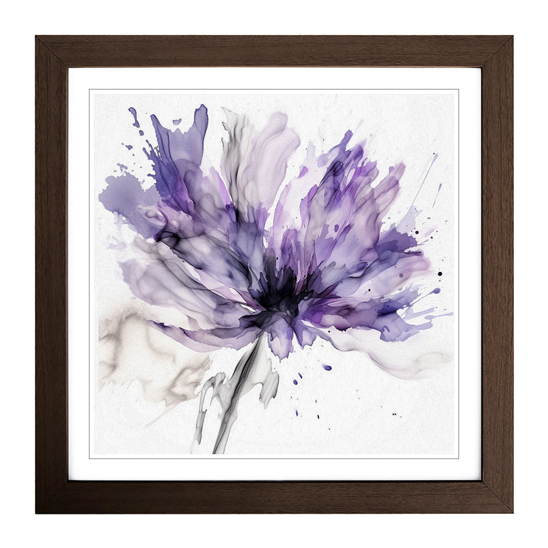 Lavender Flower Gestural - Framed Print, Walnut
