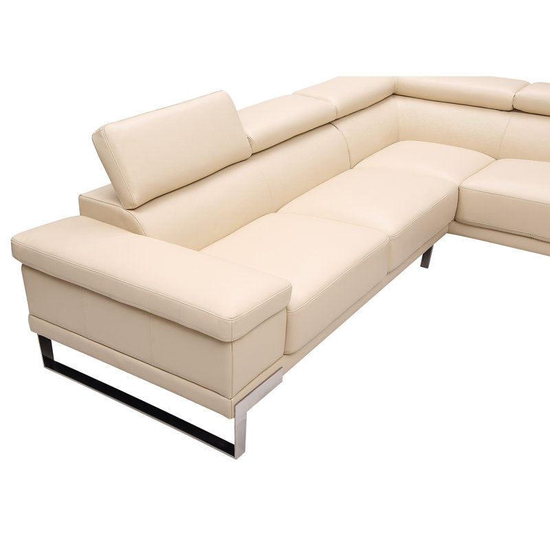 Baxter LHF Beige, Beige Genuine Leather, Right Hand Facing