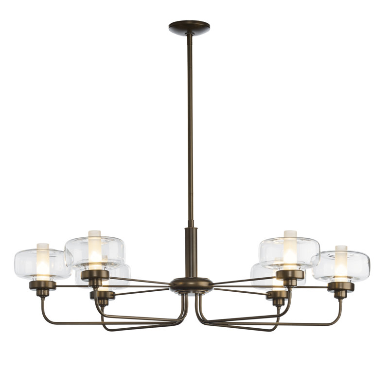 Nola 6 - Light Unique/Statement Classic/Traditional Chandelier, Bronze, Clear Glass with Frost, 18.3" - 60.3"