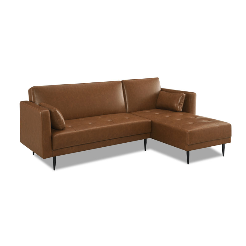 Kishanna 3 Seater Faux Leather Sofa Bed, Brown