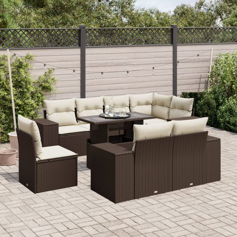  Garden Sofa Set Brown, Cream