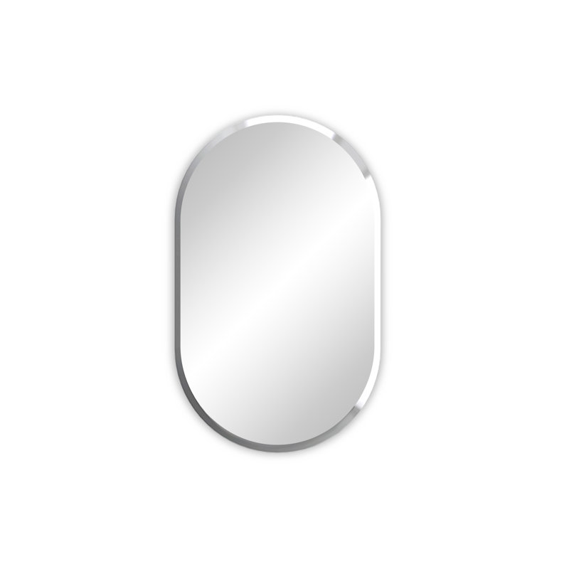 Long Oval Wall Hanging Glass Mirror With Beveled Edge Vanity Mirror For Bathroom, 31.5" x 20"W