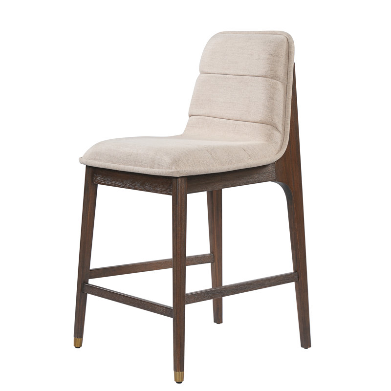 Chaise de bar Fenwood, Coussin beige / structure en noyer, 4