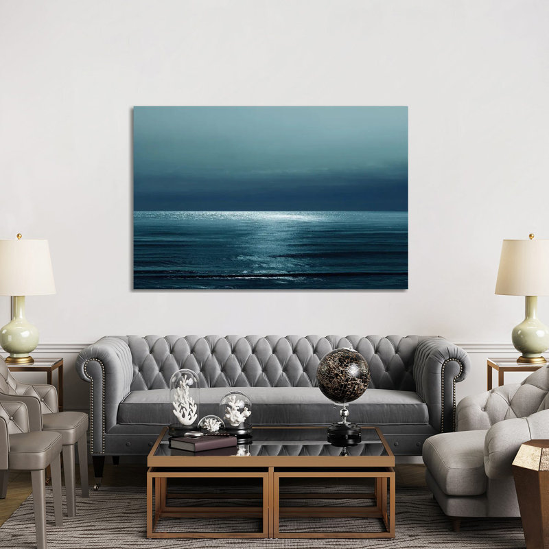 Moonlit Ocean Teal I by Maggie Olsen - Gallery-Wrapped Canvas Giclée on Canvas, Wrapped Canvas, 20.32 cm H x 30.48 cm W