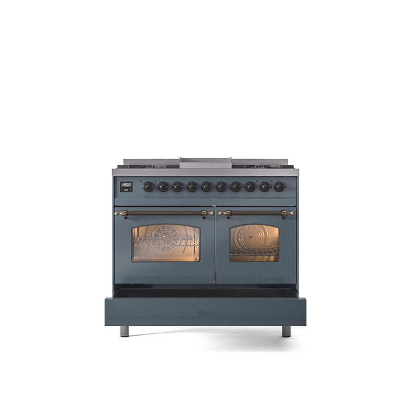 ILVE Nostalgie II 40 in Dual Fuel Range, Liquid Propane, Blue Gray/Bronze