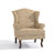 Duward Upholstered Paisley Brown Linen Wingback Accent Chair with Rolled Arm and Solid Wood Leg (Set of 2)-1897107326