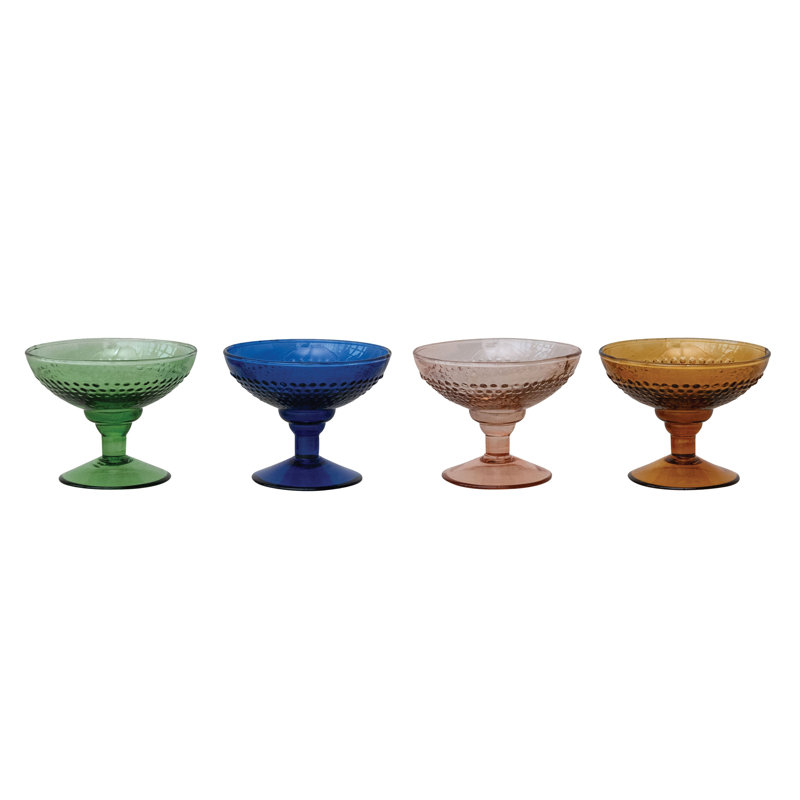 Embossed Stemmed Coupe Glass Set