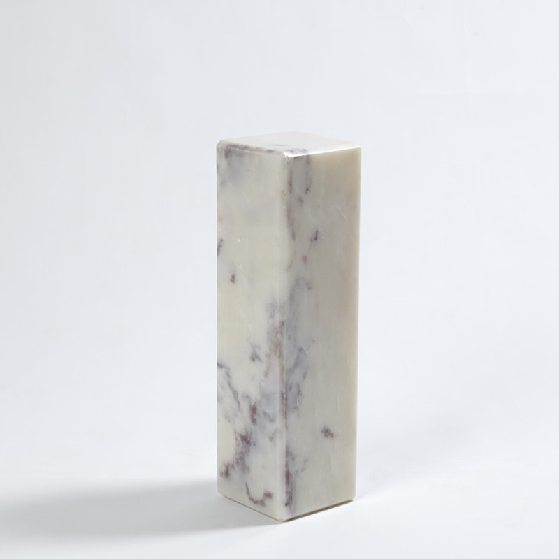 Mini piédestal / colonne montante en marbre, gris, H 14 po x l 4 po x P 4 po