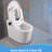 Smart Toilet With Built - In Bidet Seat, Auto Open/Close Foot Sensor, Led Display, Night , Warm Water & Dryer, Revolving Lamp, Side Knob Controls White Modern Ceramic Bathroom Toilet, 27.44 Depth,