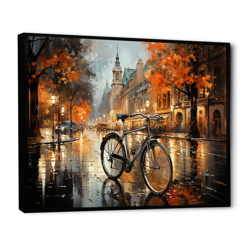 «Vélo Pearl Pursuit» sur toile, Cadre flottant noir, H 12 po x l 20 po