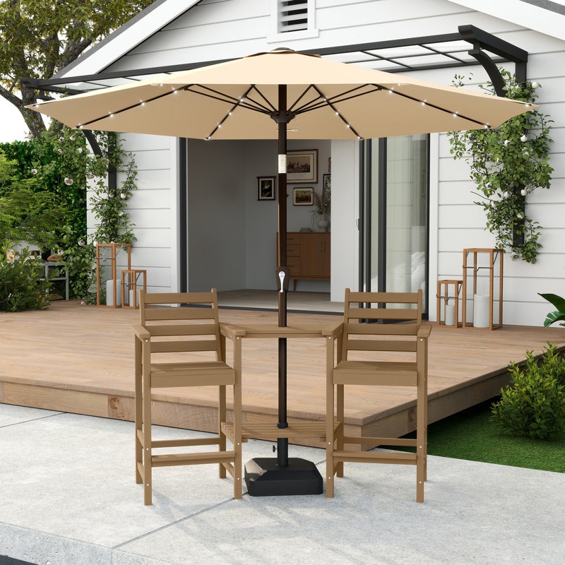 Ensemble de chaises hautes en PEHD Adirondack avec plateaux doubles amovibles (ensemble de 2), Brown