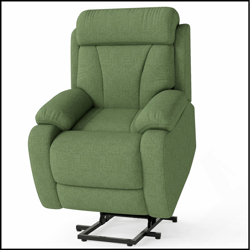 Power Lift Recliner For Elderly, Heavy Duty And Compact, Electric With Remote Control And Side Pocket, Dark Green Velvet