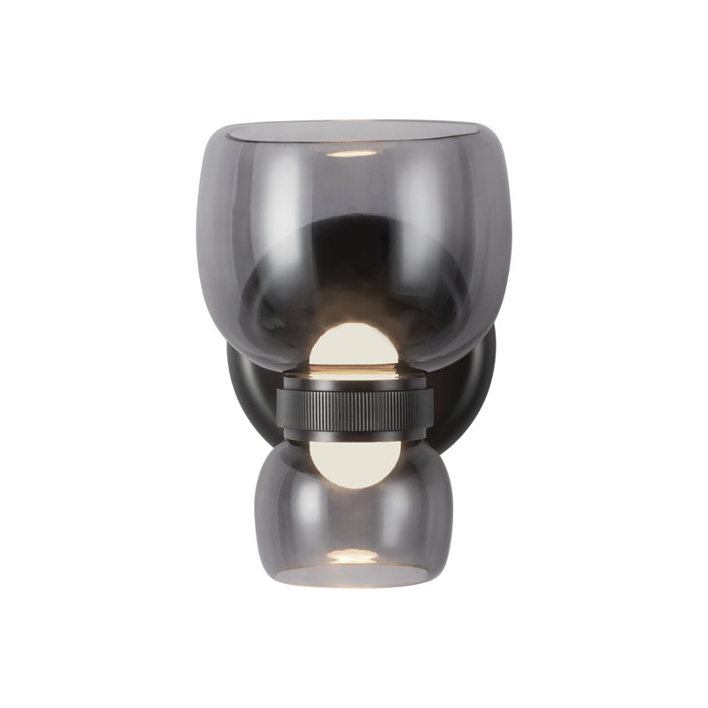 Sutton 8-in Black dimmable LED Bathroom Vanity Light, Oil Rubbed Bronze, Smoked Glass