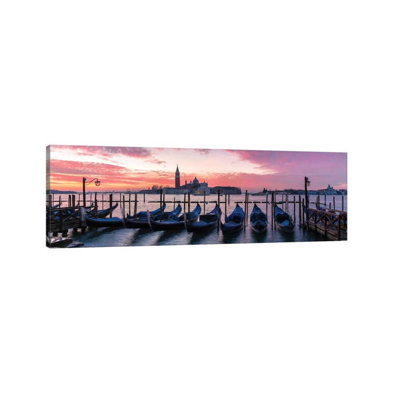 Gondolas, Venice by Matteo Colombo - Wrapped Canvas Panoramic Print, 121.92 cm H x 40.64 cm W x 1.91 cm D