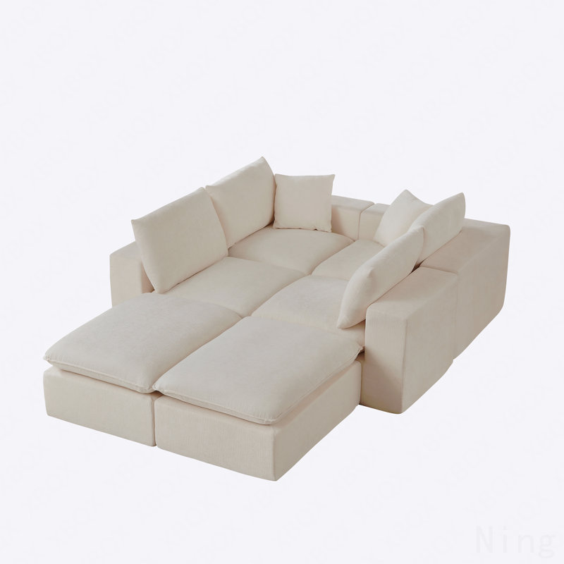 Canapé moderne en nuage de chenille, librement combinable, confortable pour s'asseoir, Chenille blanche