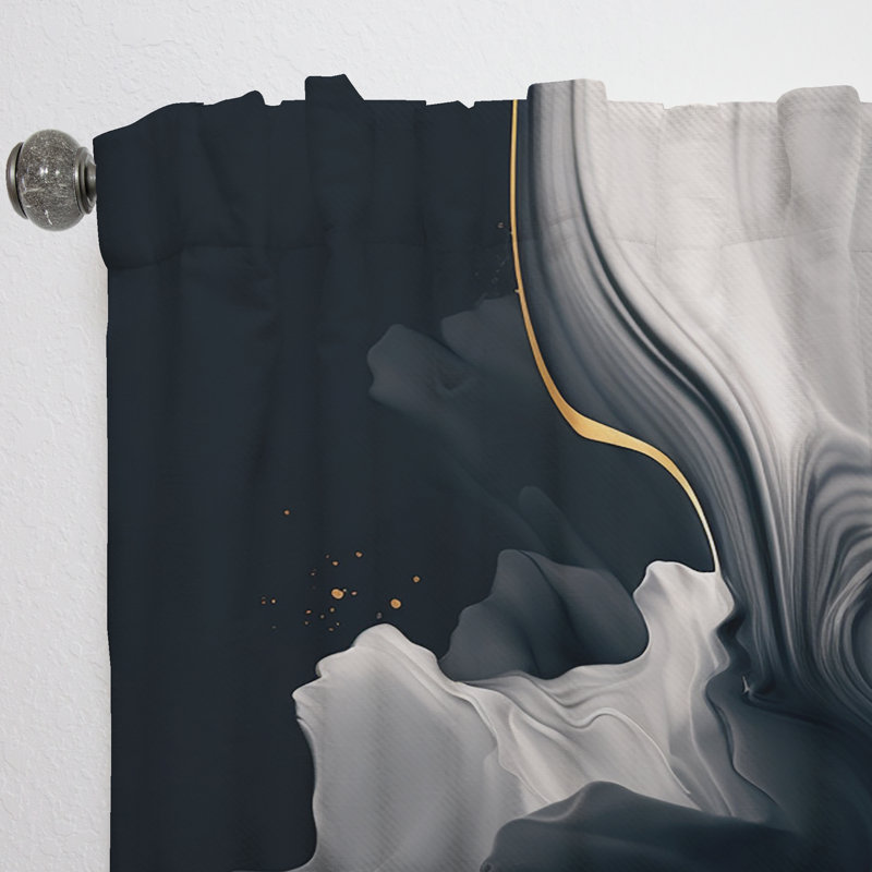 Khalijah - peinture moderne aux formes dorées - rideau abstrait - obscurcissement de la pièce en velours - 1 panneau
