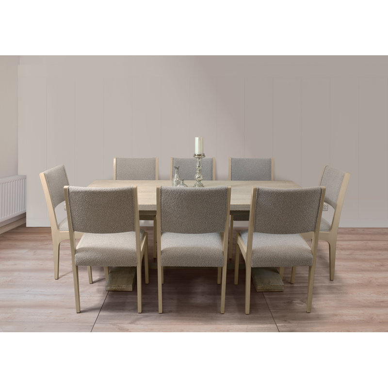 Berardinelli 8 - Person Solid Wood Solid Wood Top Trestle Dining Set, Gray