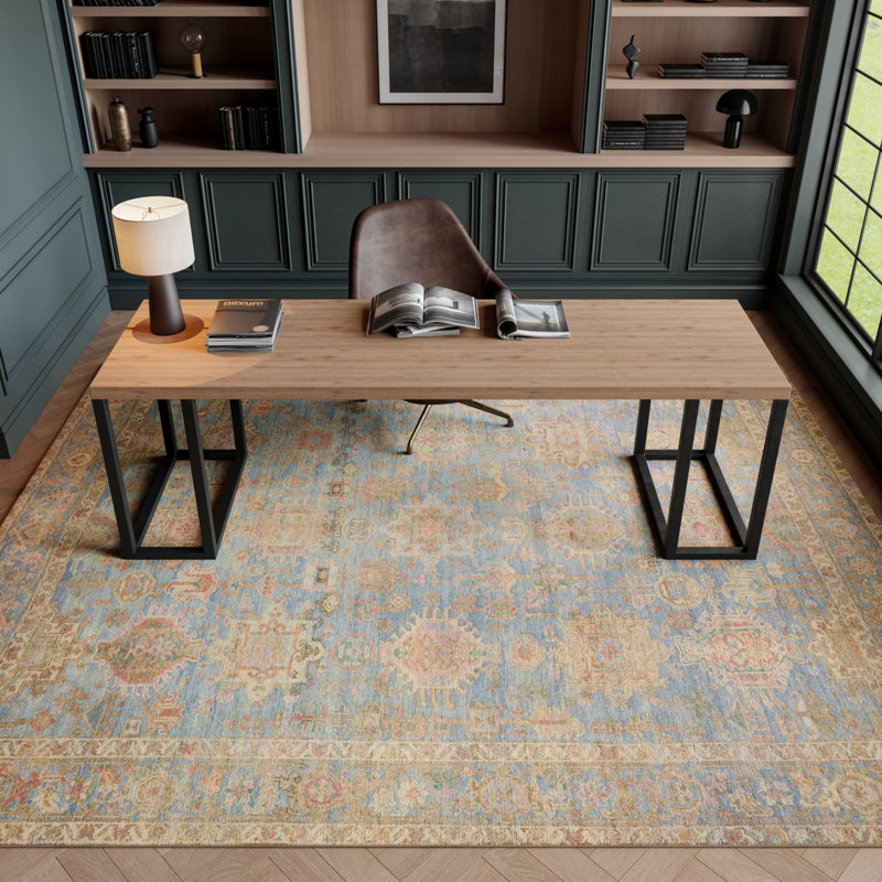 Tapis vintage lavable à la machine Heriberto, Rectangle 7 pi 10 po x 9 pi 10 po