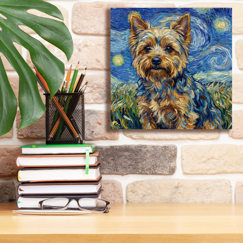 Toile épique Graffiti «Yorkshire Terrier Starry Night» par Rich Monet, 12 po x 12 po, 12 po x 12 po