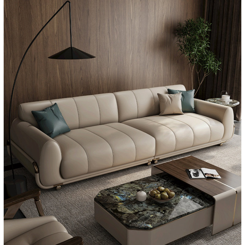 Modern Minimalist Creative Sofa, Off-white, 31.5" H x 119.29" W x 39.37" D, Silver