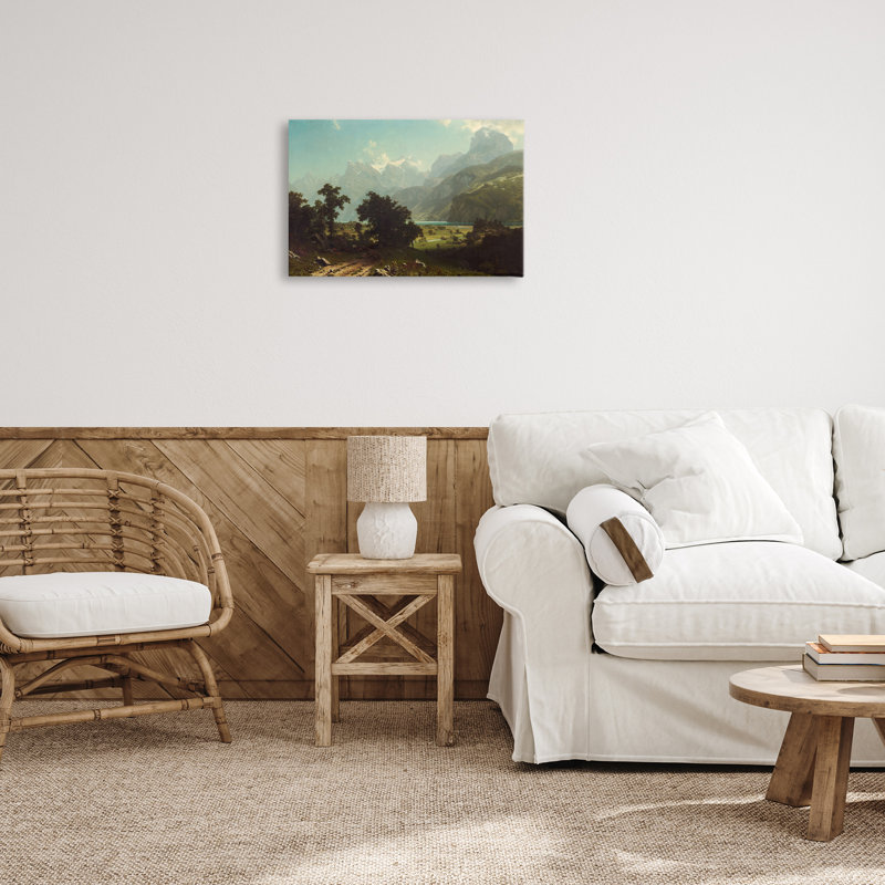 Classical Bierstadt Lake Lucerne Canvas Wall Art by one1000paintings, 16" H x 24" W