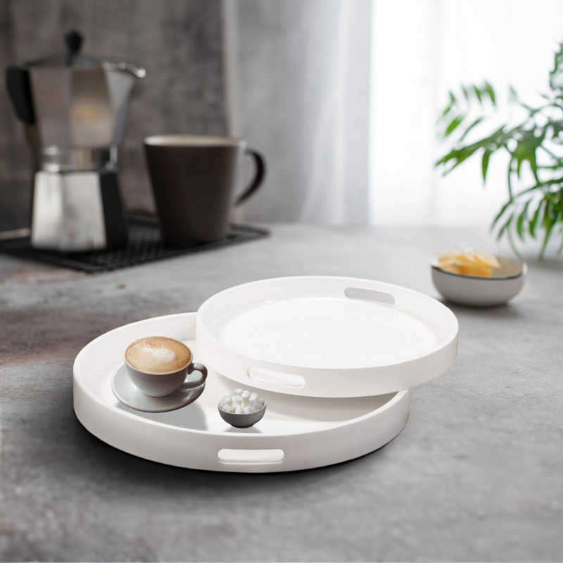 Parke Tray - Set of 2, White, Rounded