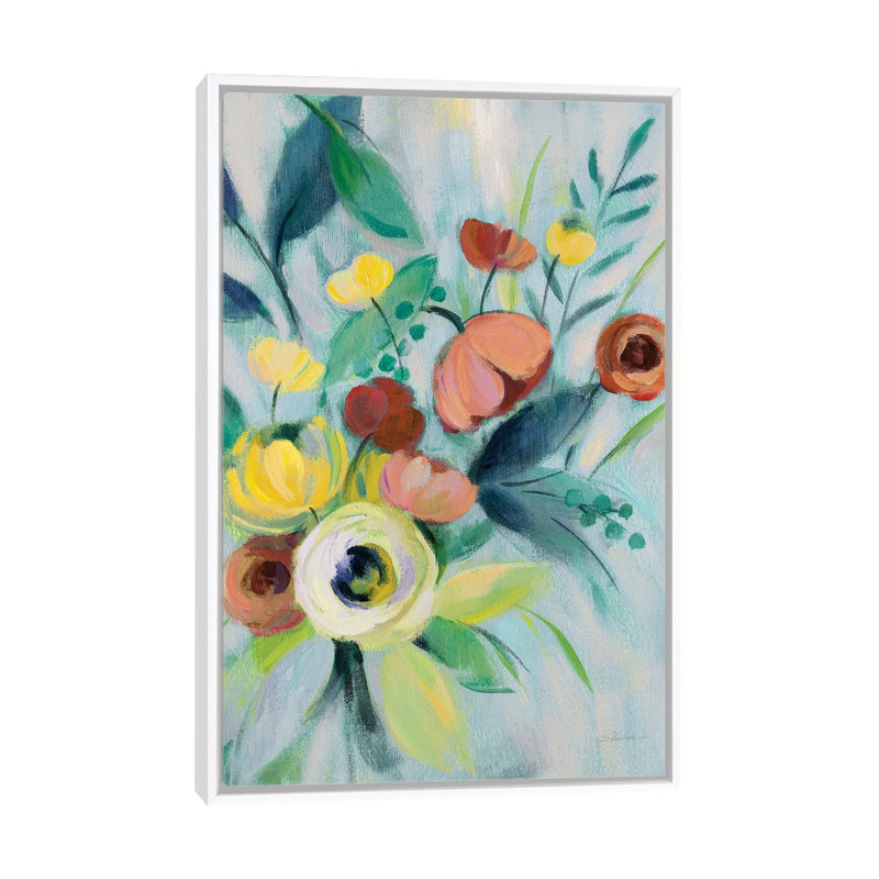 «Colorful Elegant Floral I» par Silvia Vassileva - reproduction d'art, H 40 po x l 26 po x P 1,5 po, White Framed