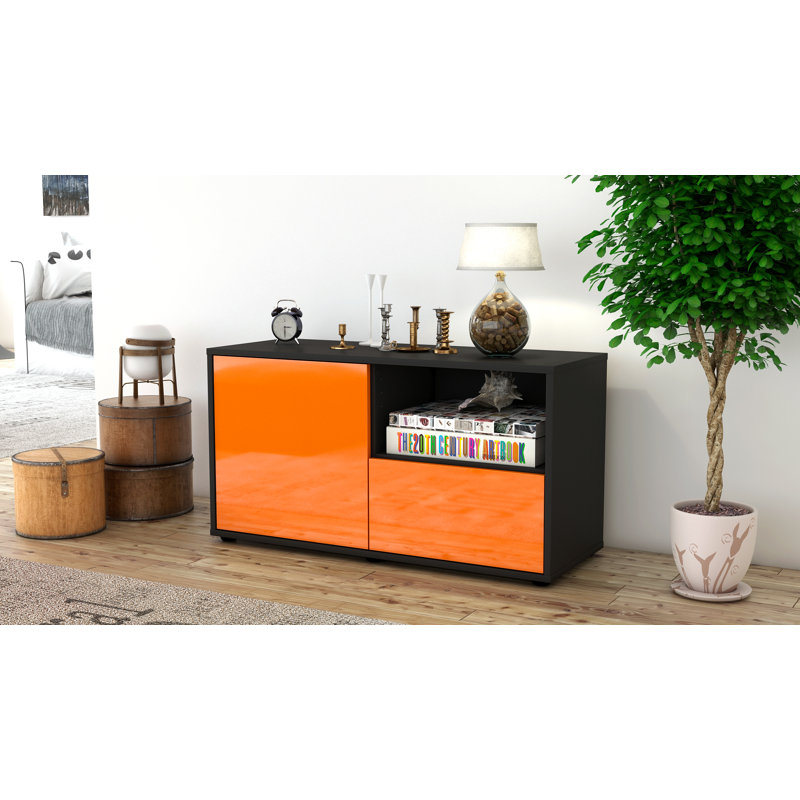 Sincere 92 cm W Chest of Drawers, High-gloss Orange / Matte Anthracite